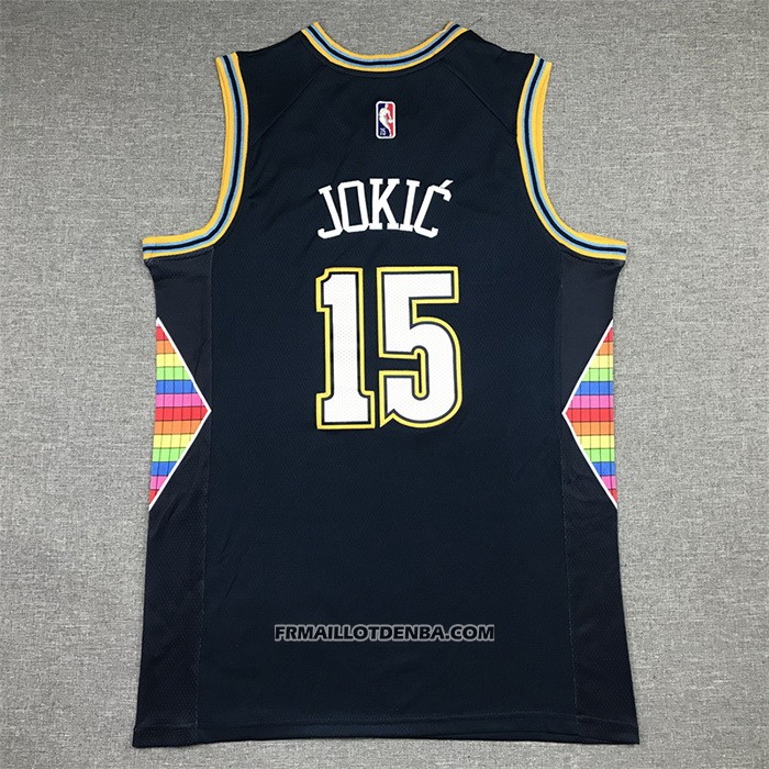 Maillot Denver Nuggets Nikola Jokic NO 15 Ville 2021-22 Bleu